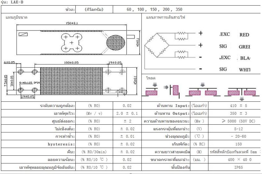 sensor  loadcell วัดน้ำหนัก 350kg แบบใช้ในอุตสาหกรรม